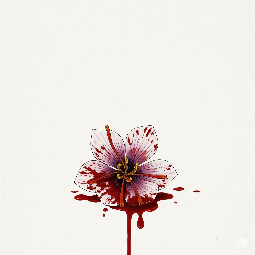 Illustration — saffron crocus with red accents